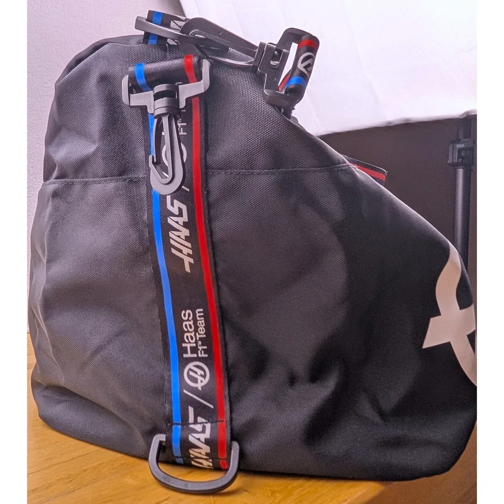 Haas F1 Team Duffel Bag Black Racing Travel Gym Bag with Shoulder Strap
